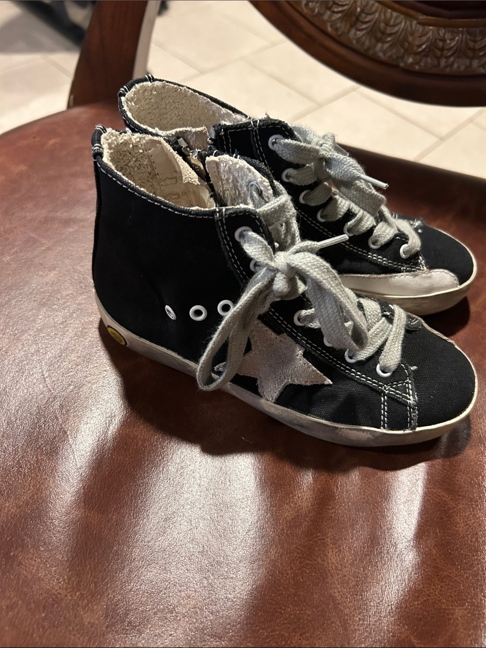Golden Goose Kids Black Canvas Sneakers with Gray Star